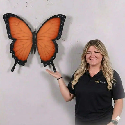 Orange Butterfly Insect Wall Decor Statue LM Treasures - H