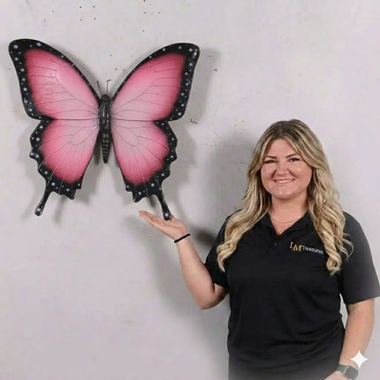 Pink Butterfly Insect Wall Decor Statue LM Treasures - H