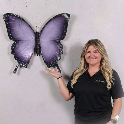 Purple Butterfly Insect Wall Decor Statue LM Treasures - H
