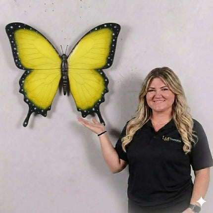 Yellow Butterfly Insect Wall Decor Statue LM Treasures - H
