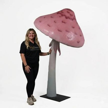 Shimmering Pink Mushroom Parasol Over Sized Statue LM Treasures - H