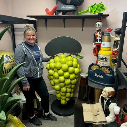 Green Grapes Over Size Statue With Menu Board - LM Treasures 