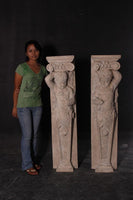 Cherub Stone Column Set Life Size Statue - LM Treasures 
