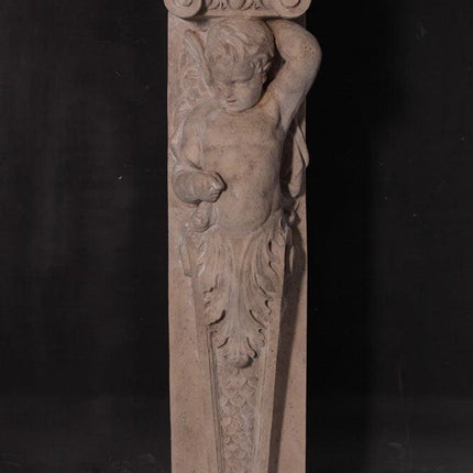 Cherub Stone Column Set Life Size Statue - LM Treasures 