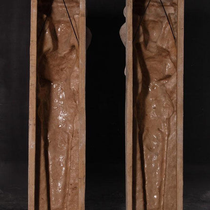 Cherub Stone Column Set Life Size Statue - LM Treasures 