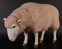 Merino Ewe Head Down Life Size Statue - LM Treasures 