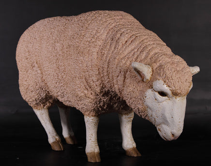 Merino Ewe Head Down Life Size Statue - LM Treasures 