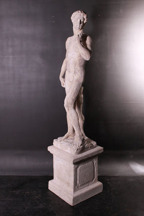Stone David on Base Life Size Greek Roman Prop Resin Decor - LM Treasures 