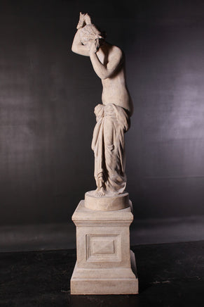 Stone Elizabeth Nude on Base Life Size Greek Roman Prop Resin Decor - LM Treasures 