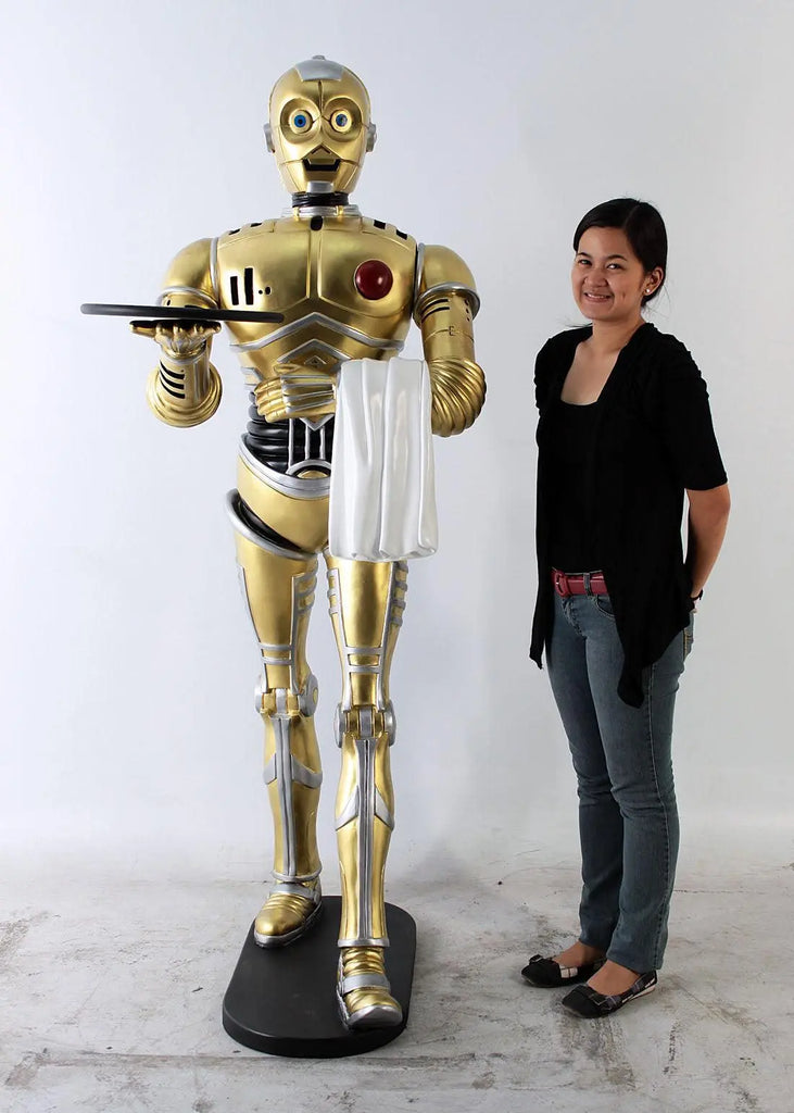 Android Gold Robot Droid Butler Life Size Statue | LM Treasures