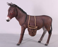 Brown Donkey With Basket Life Size Statue - LM Treasures 