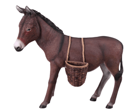 Brown Donkey With Basket Life Size Statue - LM Treasures 