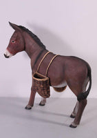 Brown Donkey With Basket Life Size Statue - LM Treasures 