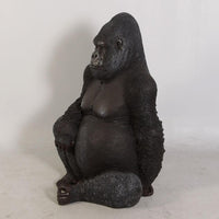 Small Silver Back Gorilla Sitting Life Size Statue - LM Treasures 