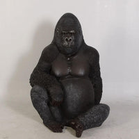 Small Silver Back Gorilla Sitting Life Size Statue - LM Treasures 