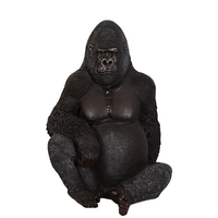 Small Silver Back Gorilla Sitting Life Size Statue - LM Treasures 