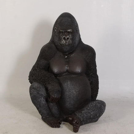 Small Silver Back Gorilla Sitting Life Size Statue - LM Treasures 