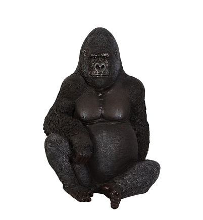 Small Silver Back Gorilla Sitting Life Size Statue - LM Treasures 