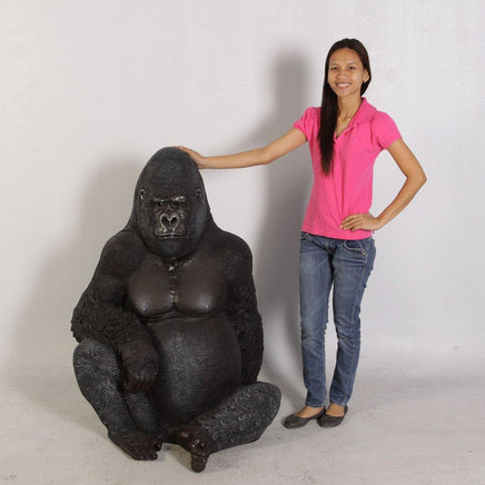 Small Silver Back Gorilla Sitting Life Size Statue - LM Treasures 
