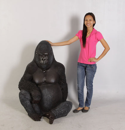 Small Silver Back Gorilla Sitting Life Size Statue - LM Treasures 