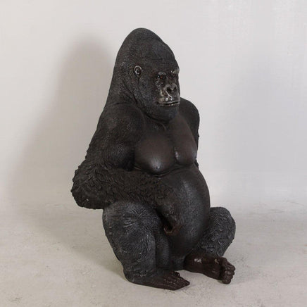 Small Silver Back Gorilla Sitting Life Size Statue - LM Treasures 
