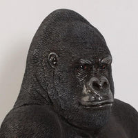 Small Silver Back Gorilla Sitting Life Size Statue - LM Treasures 