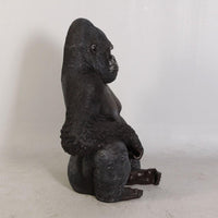 Small Silver Back Gorilla Sitting Life Size Statue - LM Treasures 