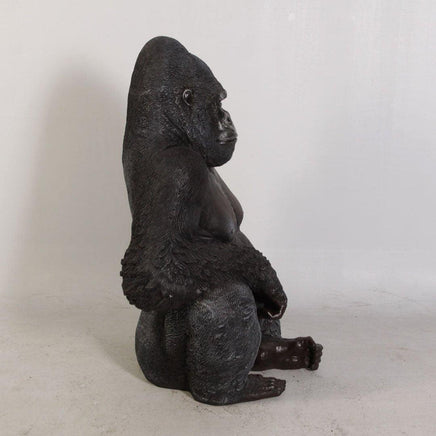 Small Silver Back Gorilla Sitting Life Size Statue - LM Treasures 