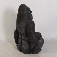 Small Silver Back Gorilla Sitting Life Size Statue - LM Treasures 