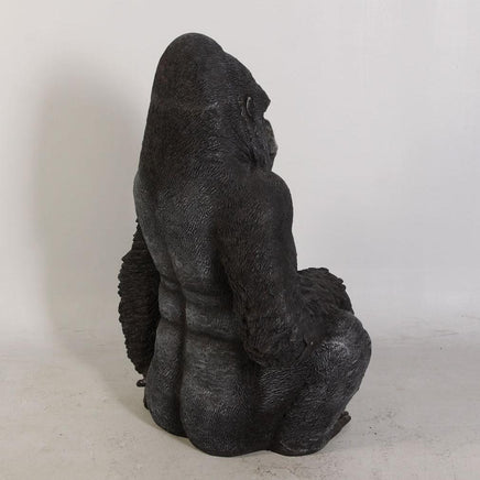 Small Silver Back Gorilla Sitting Life Size Statue - LM Treasures 