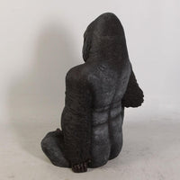 Small Silver Back Gorilla Sitting Life Size Statue - LM Treasures 