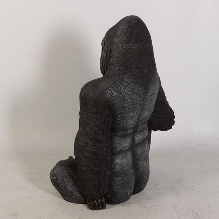 Small Silver Back Gorilla Sitting Life Size Statue - LM Treasures 