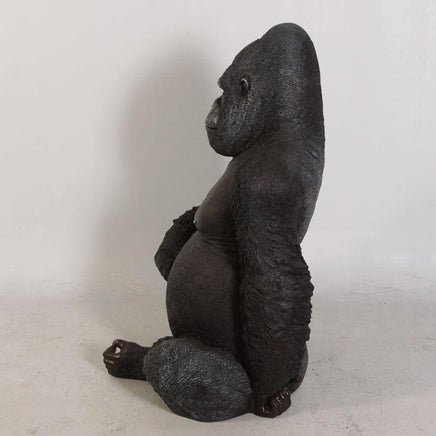 Small Silver Back Gorilla Sitting Life Size Statue - LM Treasures 