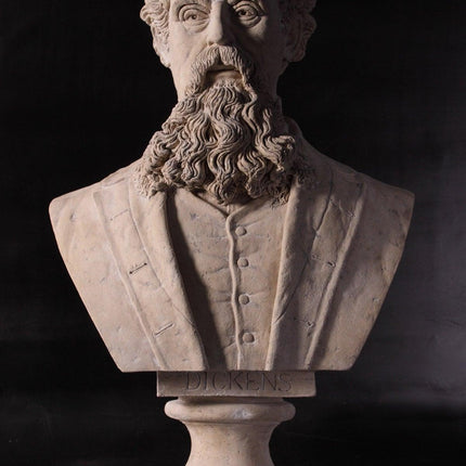 Charles Dickens Stone Bust Life Size Statue - LM Treasures 