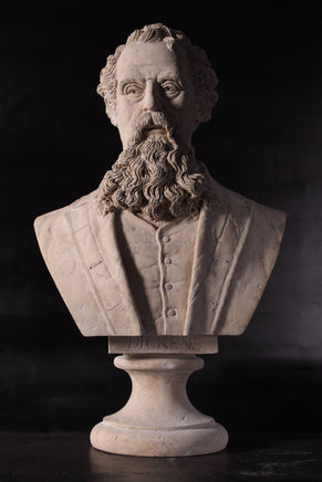 Stone Bust Charles Dickens Greek Roman Prop Resin Decor - LM Treasures 