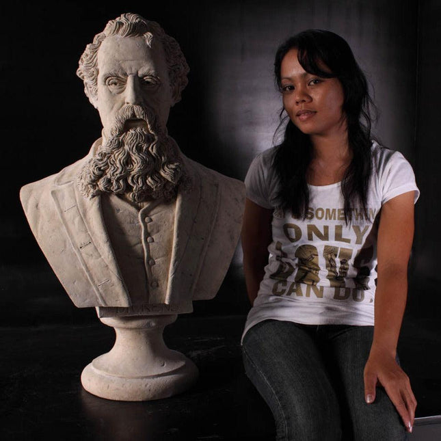 Charles Dickens Stone Bust Life Size Statue - LM Treasures 