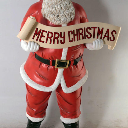 Small Santa Claus Holding Christmas Banner Statue - LM Treasures 