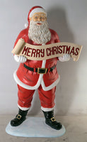 Small Santa Claus Holding Christmas Banner Statue - LM Treasures 