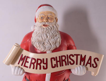 Small Santa Claus Holding Christmas Banner Statue - LM Treasures 