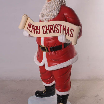 Small Santa Claus Holding Christmas Banner Statue - LM Treasures 