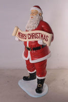 Small Santa Claus Holding Christmas Banner Statue - LM Treasures 