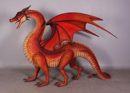 Large Red Dragon Standing Life Size Statue - LM Treasures 