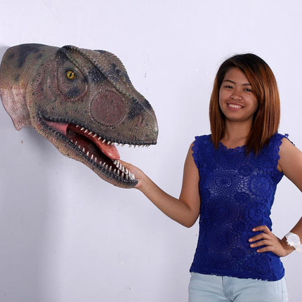 Allosaurus Dinosaur Head Mouth Open Life Size Statue - LM Treasures 
