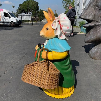 Rabbit With Basket Life Size Statue - LM Treasures 