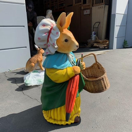 Rabbit With Basket Life Size Statue - LM Treasures 