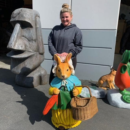 Rabbit With Basket Life Size Statue - LM Treasures 