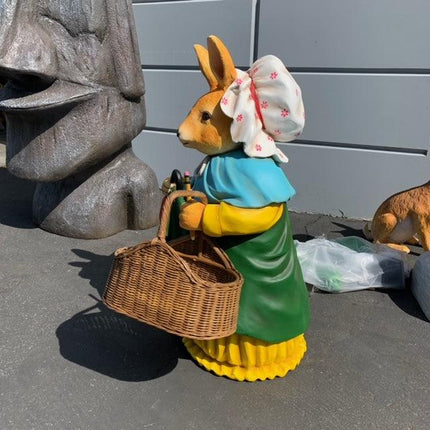 Rabbit With Basket Life Size Statue - LM Treasures 