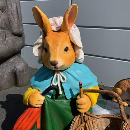 Rabbit With Basket Life Size Statue - LM Treasures 