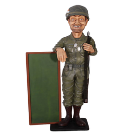 Soldier with Menu Board Life Size Statue - LM Treasures 