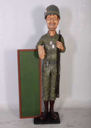 Soldier Statue with Menu Board Life Size Statue American Army Soldier Display - LM Treasures 